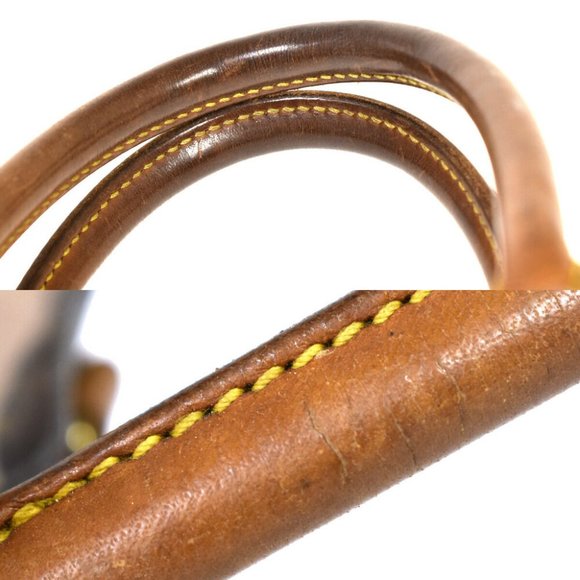 LOUIS VUITTON Logo Sac Plat Hand Tote Bag Monogram Leather Brown M51140 33MQ402 - Picture 5 of 8